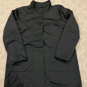 EILEEN FISHER Jacket Womens Size Large Cotton Nylon Blend Quilted Snap Black